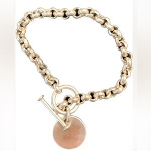 Sterling Silver Rolo Link Toggle Bracelet